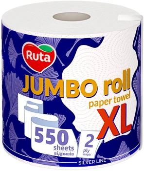 Паперові рушники Ruta Jambo Roll XL двошарові, 550 відривів - Фото 1 Паперові рушники Ruta Jambo Roll XL двошарові, 550 відривів - зображення 1
