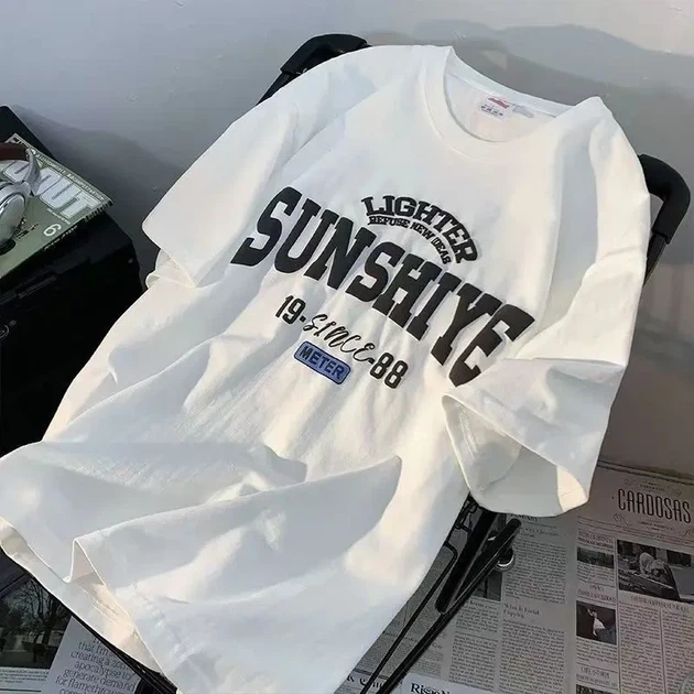 Жіноча стильна Футболка LOYS з принтом Sunshiye Білий XL - Фото 1 Жіноча стильна Футболка LOYS з принтом Sunshiye Білий XL - зображення 1
