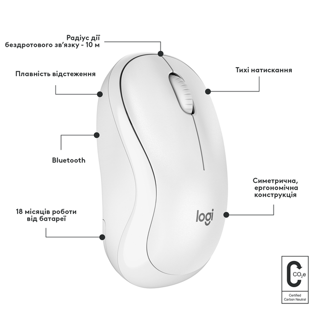 Миша Logitech M240 Silent bluetooth Off білий (6878947) - зображення 7