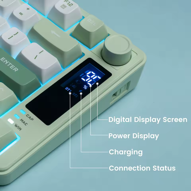 Игровая мембранная клавиатура Womier DK75 / Три режима подключения / OLED Screen / Green - изображение 3