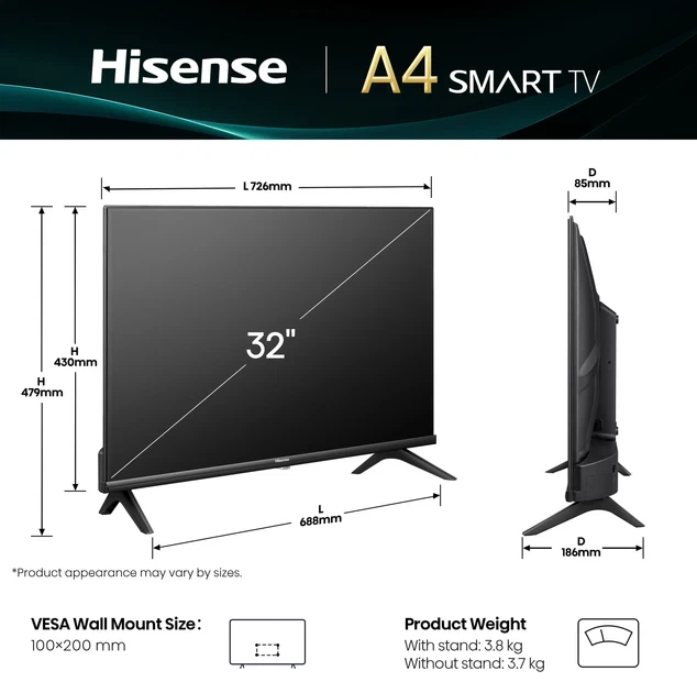Телевізор Hisense smart діагональ 32" 32A4Q - Фото 2 Телевізор Hisense smart діагональ 32" 32A4Q - изображение 2