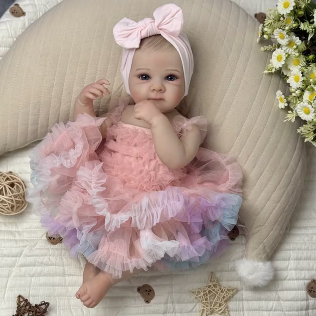 Лялька Реборн 48 см вініловая, реалістичний пупс у сукні принцеси Doll Reborn Baby Born К0100801 - Фото 7 Лялька Реборн 48 см вініловая, реалістичний пупс у сукні принцеси Doll Reborn Baby Born К0100801 - зображення 7
