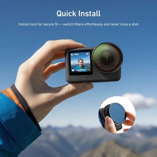 Набор линз-фильтров TELESIN для DJI Osmo Action 6: ND8, ND16, ND32 и CPL (4 шт.) - Фото 4 Набор линз-фильтров TELESIN для DJI Osmo Action 6: ND8, ND16, ND32 и CPL (4 шт.) - изображение 4