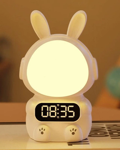 Дитячий годинник із будильником Кролик Rabbit clock with LIGHT WHITE - зображення 3