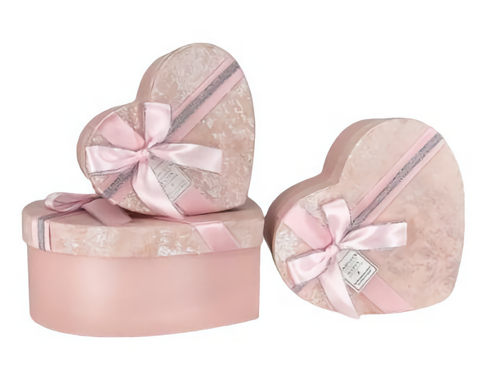 Подарочные коробки набор 3 шт. Сердца розовые с бантом | Gift Boxes Heart Pink - Фото 1 Подарочные коробки набор 3 шт. Сердца розовые с бантом | Gift Boxes Heart Pink - изображение 1