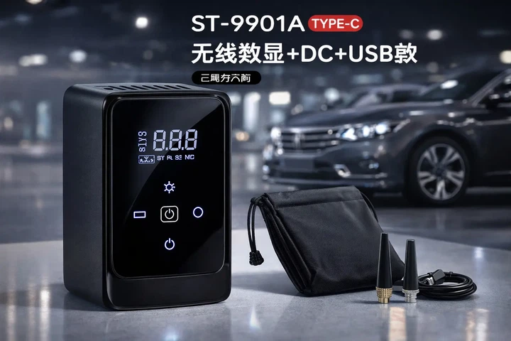 Автомобильный компрессор Car Air Pump + Power Bank + фонарь Model:901А портативный насос для подкачки шин от прикуривателя в машину USB - изображение 4