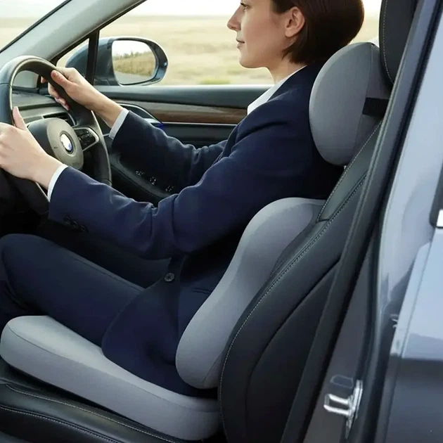 Автоподушки 3 в 1 ортопедические для шеи поясницы с вибрацией белые аккумуляторные ручное управление - изображение 5