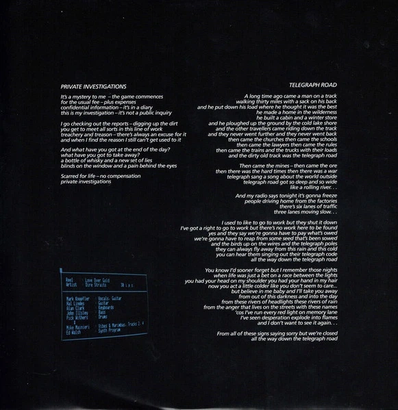 Вінілова платівка Dire Straits - Love Over Gold (Vinyl, LP, Album, Reissue, Remastered, Repress) - изображение 3
