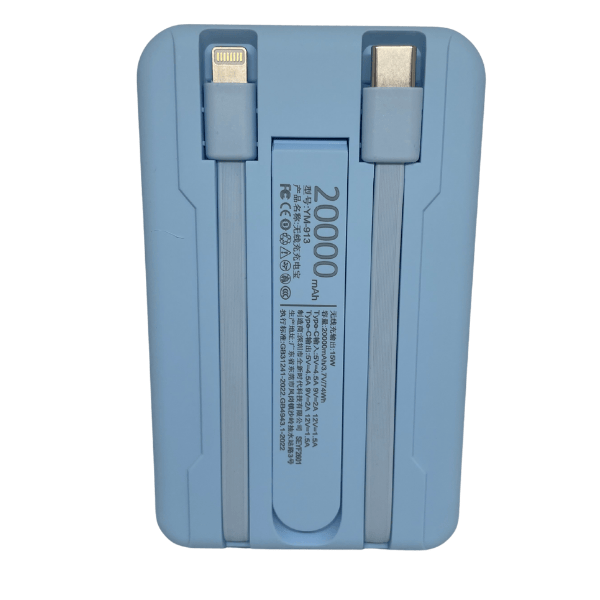 Магнітний Power Bank 20000 mAh 22.5W LX-DX132 з бездротовою зарядкою MagSafe та вбудованими кабелями блакитний - зображення 3
