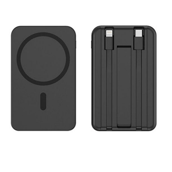 Магнітний Power Bank 20000 mAh 22.5W LX-DX132 з бездротовою зарядкою MagSafe та вбудованими кабелями чорний - изображение 5