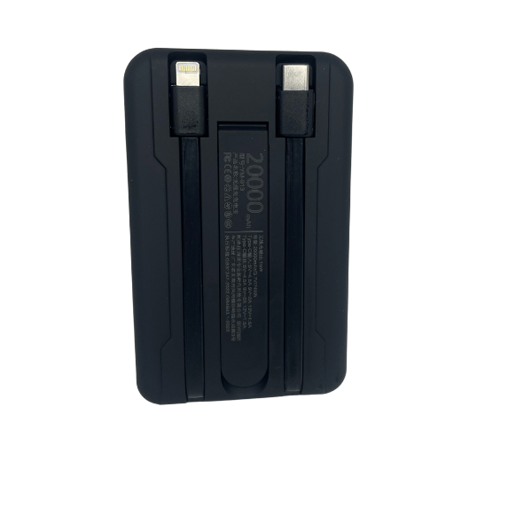 Магнітний Power Bank 20000 mAh 22.5W LX-DX132 з бездротовою зарядкою MagSafe та вбудованими кабелями чорний - изображение 3
