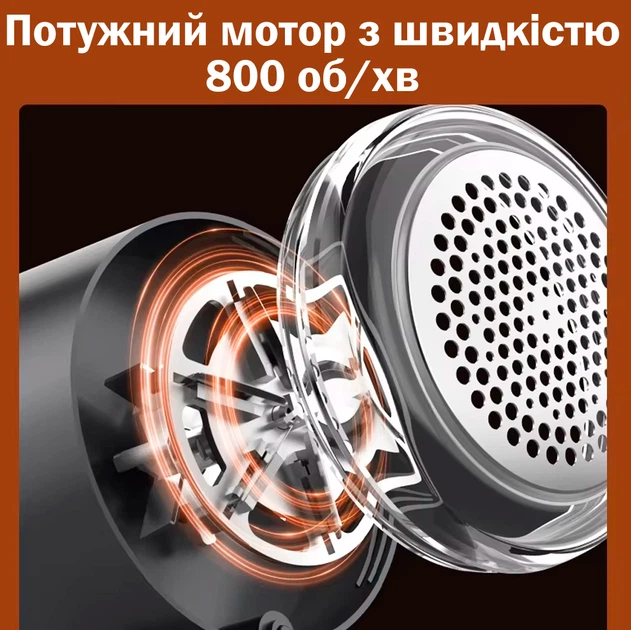 Машинка для удаления катышков с дисплеем для одежды 6 лез с защитой аккумуляторная черная - изображение 4