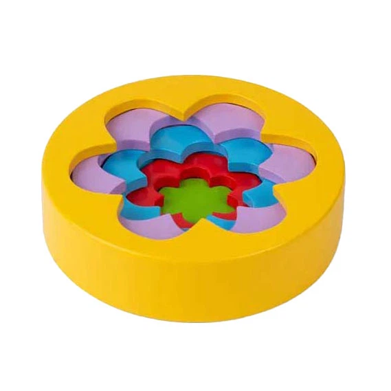 Drewniana wieża Bigjigs z kształtem kwiatków 5 el. 3000034 (0691621850060) - obraz 3