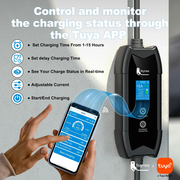 Зарядка для електромобіля Feyree Tesla 3,5 кВт 16A Cat EV F9 App Version Wi Fi - изображение 4