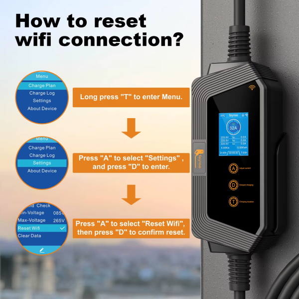 Зарядка для електромобіля Feyree 7кВт 32A Type2 Hero EV H8 Wi Fi - зображення 5