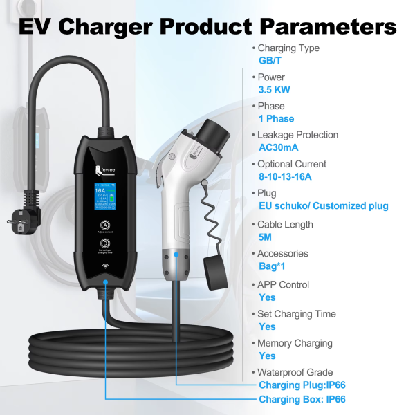 Зарядка для електромобіля Feyree 3.5кВт 16A GB/T Cat EV F9 App Version Wi Fi - изображение 10