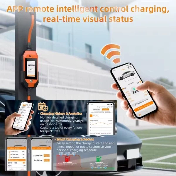 Зарядка для електромобіля Feyree 7кВт 32A Tesla Lion EV-Ultra, Wi-Fi Orange - зображення 3