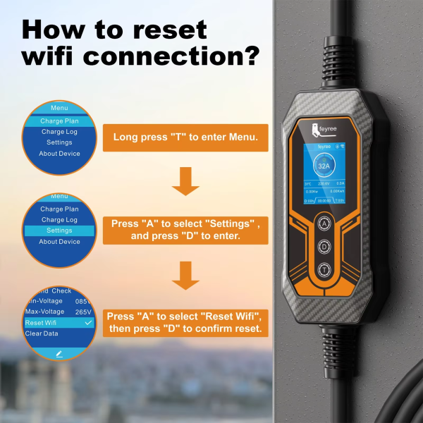 Зарядка для електромобіля Feyree 7кВт 32A GB/T Lion EV K8 APP Wi Fi - зображення 9