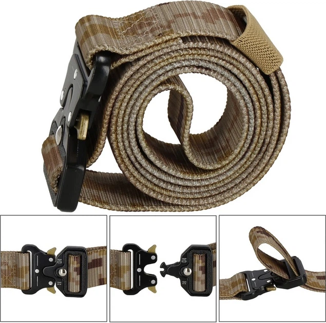 Pas taktyczny wojskowy Springos CS0102 z klamrą 125 cm Brązowe moro (5907719469652) - obraz 12