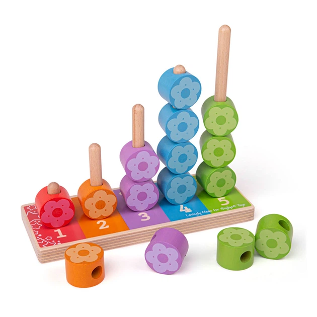 Дерев'яна вежа Bigjigs в формі квітів 16 ел. 2999821 (0691621530900) - зображення 2