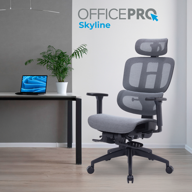 Кресло офисное OfficePro Skyline Footrest Black/Dark Gray (OC750-B-DG-DG) - Фото 7 Кресло офисное OfficePro Skyline Footrest Black/Dark Gray (OC750-B-DG-DG) - изображение 7