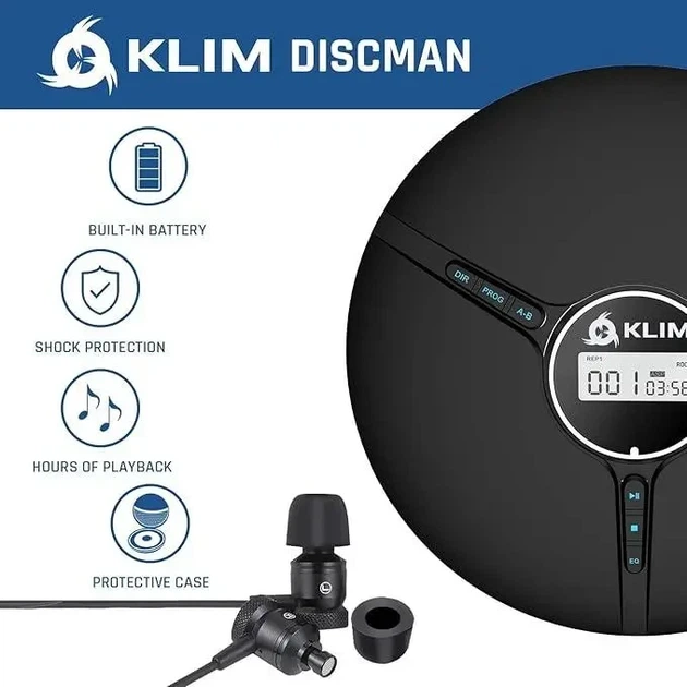 Портативный CD-плеер KLIM Discman Pro с наушниками и аккумулятором, MP3/WMA - изображение 2