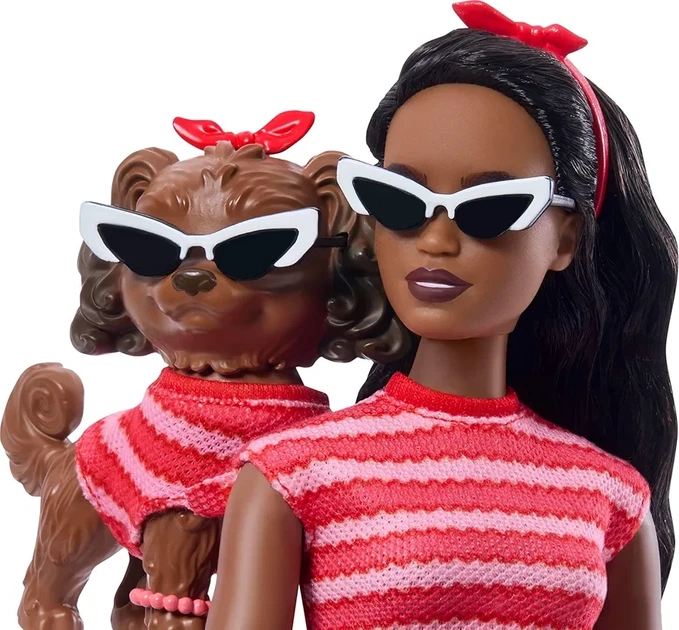 Кукла Barbie Twinning Looks Doll with Pet Dog in Matching Барби в одинаковых нарядах с собачкой JFP37 - изображение 2