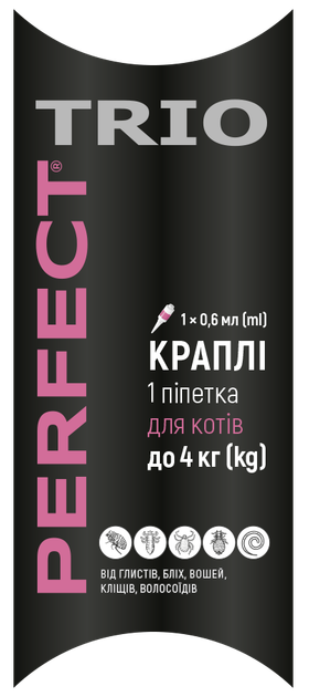 Від бліх та кліщів PerFect TRIO - Протипаразитарні краплі на холку проти бліх, кліщів та гельмінтів для котів 3 піпетки (4820138347572) - зображення 2