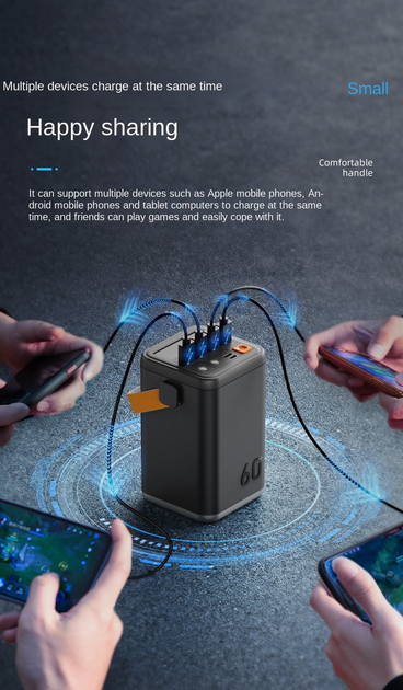 Повербанк Powerbank 60000 мА·ч для ноутбука, быстрая зарядка PD 100W, портативная зарядная станция, LED-дисплей, фонарик - изображение 7
