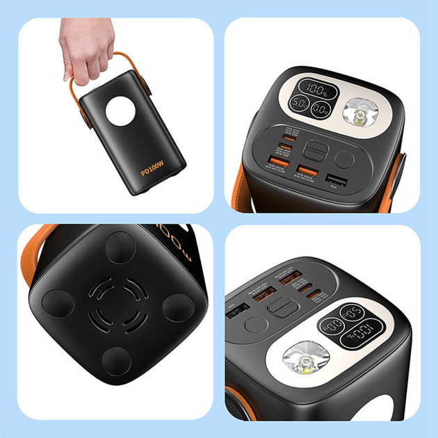 Повербанк для ноутбука Powerbank 60000 mAh, быстрая зарядка Power Delivery 100W, LED-дисплей, фонарик - изображение 3