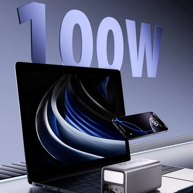 Повербанк 50000 мА·ч для ноутбука, Powerbank PD 100W, портативная зарядная станция, LED-дисплей, фонарик, Type-C - Фото 5 Повербанк 50000 мА·ч для ноутбука, Powerbank PD 100W, портативная зарядная станция, LED-дисплей, фонарик, Type-C - изображение 5