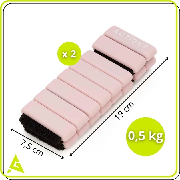 Obciążniki na ręce i nogi Actiget 0.5 kg Jasnoróżowe 2 szt. ACT0125 (5908455309479) - obraz 7