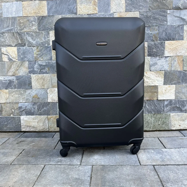 Валіза велика 92л дорожня на колесах Wings 147L Чорна з ABS Plus пластик кодовий замок TSA та телескопічна ручка - изображение 2