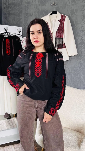 Жіноча вишита сорочка "Енергія" M чорна (В2549) - изображение 2