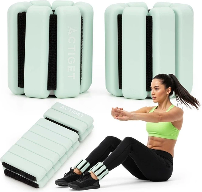 Obciążniki na ręce i nogi Actiget 1 kg Miętowe 2 szt. ACT0126 (5908455309486) - obraz 11