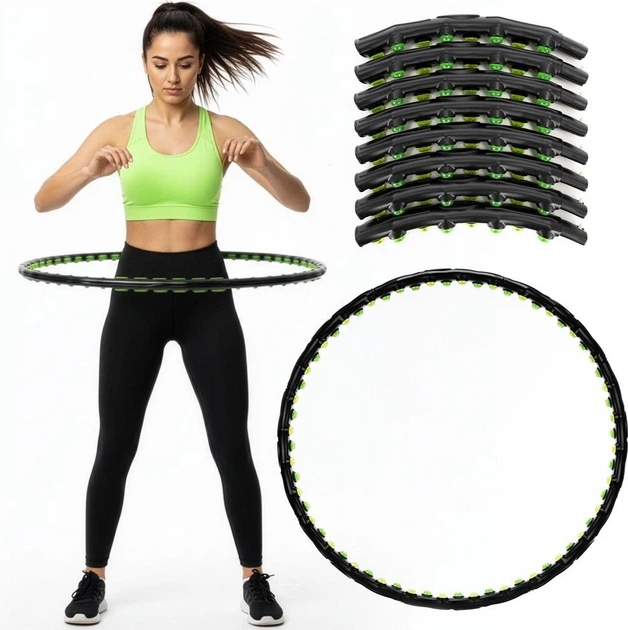 Hula-hop Actiget z wypustkami masującymi 88 cm Czarno-zielony ACT0135 (5908455309578) - obraz 13