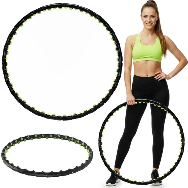 Hula-hop Actiget z wypustkami masującymi 88 cm Czarno-zielony ACT0135 (5908455309578) - obraz 14