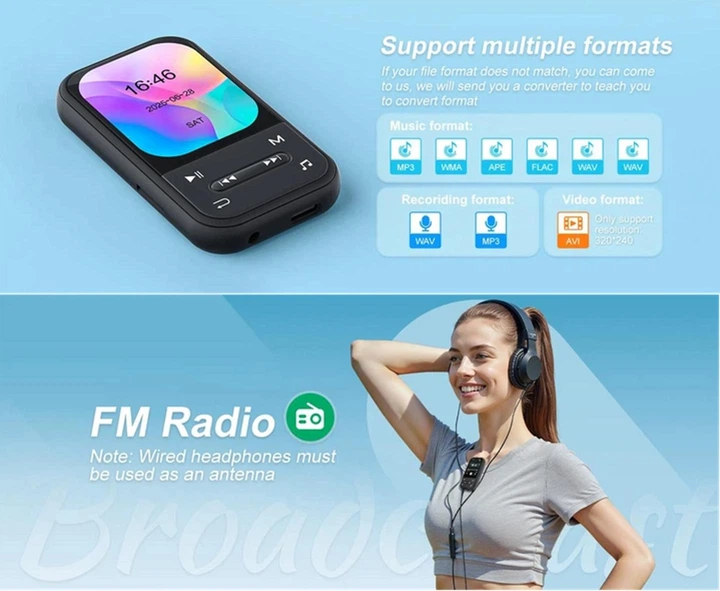 MP3 плеєр Benjie X20 2.01" Bluetooth 5.3 Hi-Fi 64Gb з кліпсою чорний - зображення 10