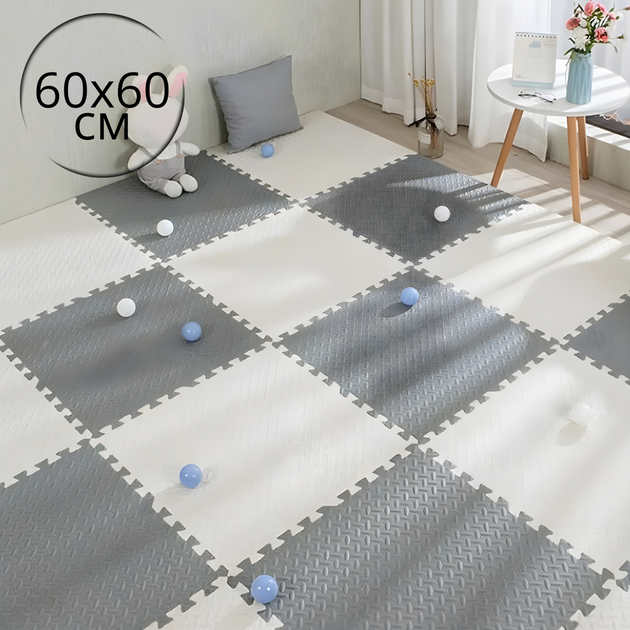 Коврик-пазл напольный Eva 60*60 см толщина 1 см 6 шт 2,16 м² белый (JDT-0849743) - изображение 2