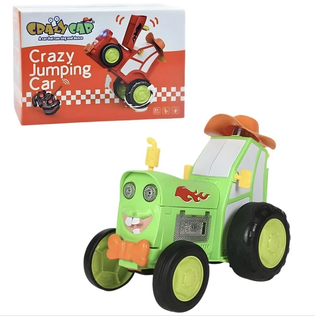 Прыгающий трактор Crazy Car Ju-2101-2/МК с пультом управления, светом и звуком, зеленый - Фото 1 Прыгающий трактор Crazy Car Ju-2101-2/МК с пультом управления, светом и звуком, зеленый - изображение 1