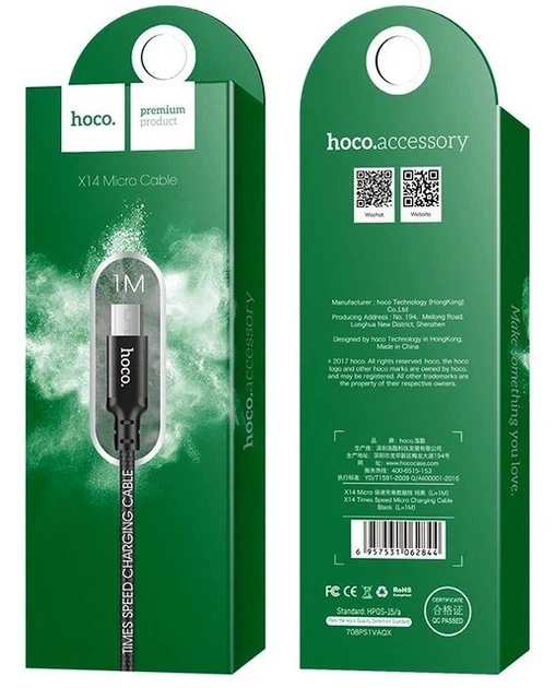 Кабель Hoco X14 Micro USB 1м чорний - Фото 3 Кабель Hoco X14 Micro USB 1м чорний - зображення 3