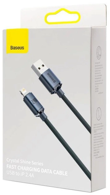 Кабель Baseus Crystal Shine 2м Lightning 2.4A для iPhone Чорний - зображення 2