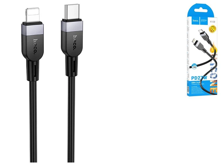 Кабель Hoco X109 Energy силіконовий Lightning 2.4A для iPhone 2 метри чорний - Фото 7 Кабель Hoco X109 Energy силіконовий Lightning 2.4A для iPhone 2 метри чорний - зображення 7