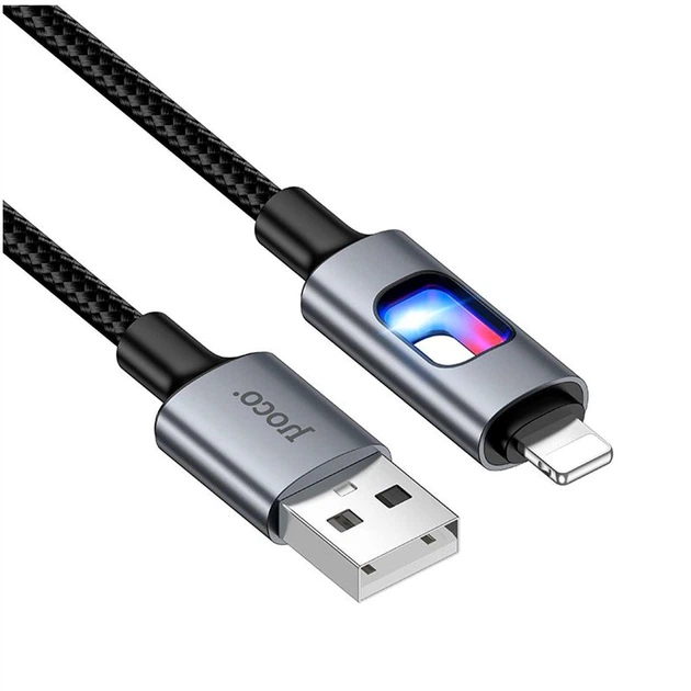 Кабель Hoco U144 Lightning 1.2м 2.4A чорний для iPhone із захистом від перегинів - зображення 9