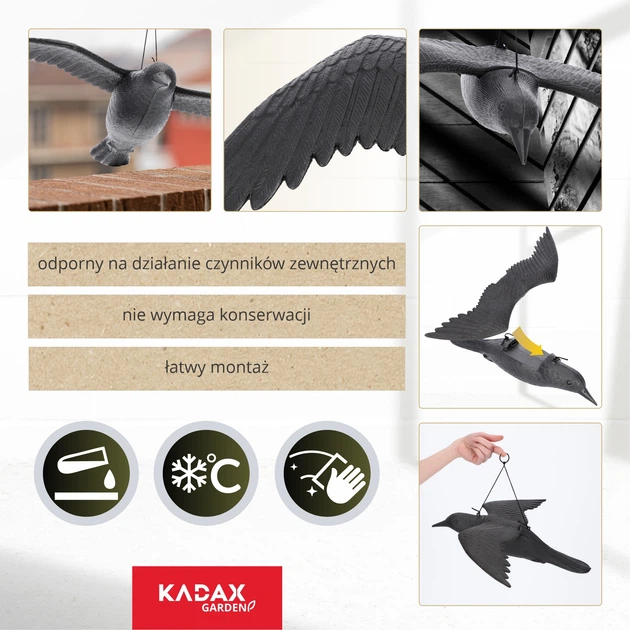 Відлякувач птахів Kadax Великий крук у польоті 56 см 2 шт. K4435 (5903699435229) - зображення 6
