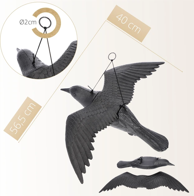 Відлякувач птахів Kadax Великий крук у польоті 56 см 2 шт. K4435 (5903699435229) - зображення 7