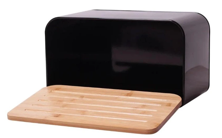 Хлебница Kamille KM-1107 сталь и бамбук 35×20×21,5 см черная - изображение 3