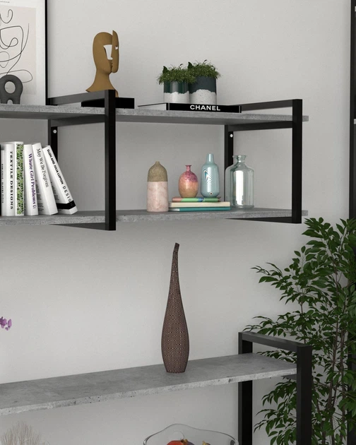 Настенная полка в стиле лофт EcoLoft Верония DSP-1379-10 ДСП Бетон - Фото 3 Настенная полка в стиле лофт EcoLoft Верония DSP-1379-10 ДСП Бетон - изображение 3
