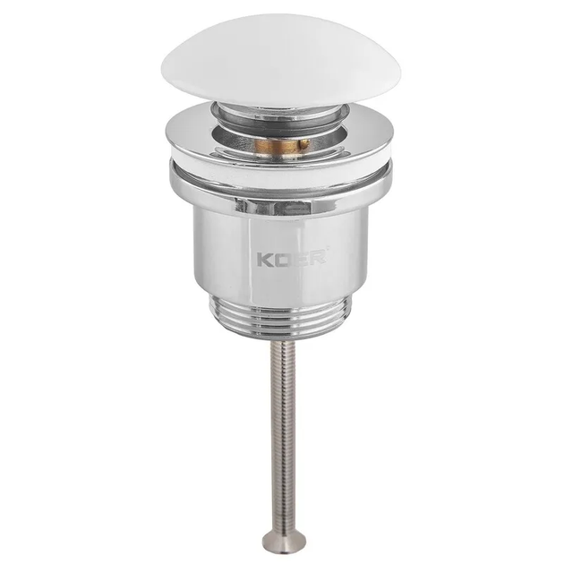 Донный клапан для умывальника Koer PW-01-11 1 1/4'' (кнопка) (Белая керамическая накладка) (KR3405) - изображение 8