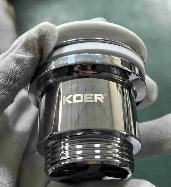 Донный клапан для умывальника Koer PW-01-11 1 1/4'' (кнопка) (Белая керамическая накладка) (KR3405) - изображение 14